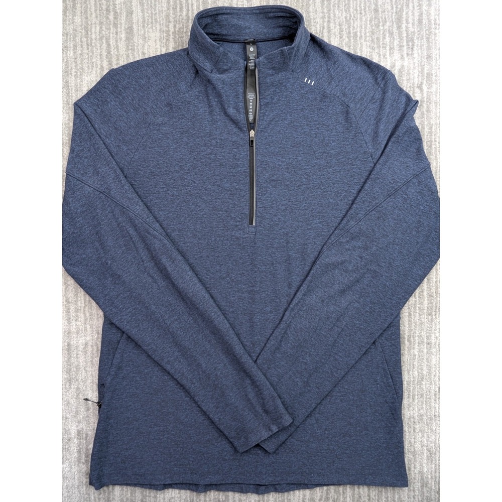 Lululemon Surge Warm Blue 1/2 Zip Activewear Shirt LM3DBVS Men's Large Stretch